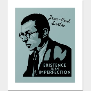 Jean-Paul Sartre Portrait and Quote Posters and Art